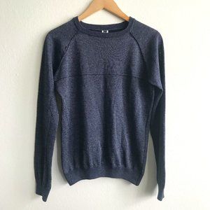 Bark Men's Crewneck Metallic Dark Blue Pullover Sweater Lightweight
